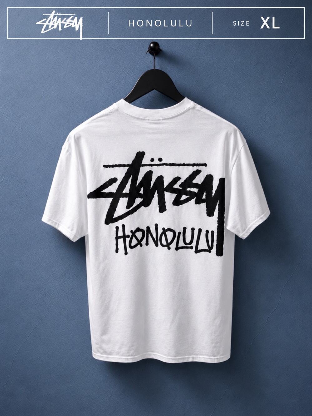 Stussy Honolulu Chapter T Shirt White XL NWOT Cut Tag Rare Back Logo Tee